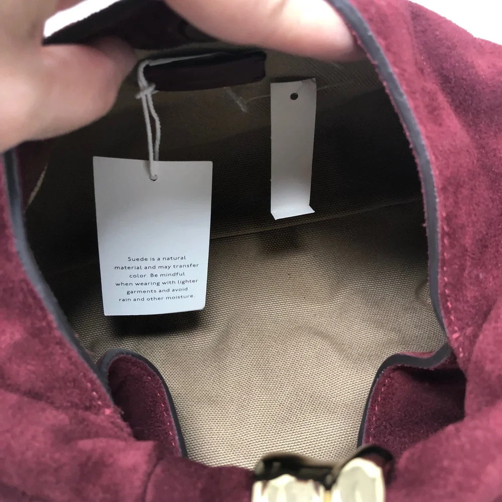 Madewell The Mini Pouch in Suede Cabernet Red Suede‎ NY139 NWT Hobo Purse